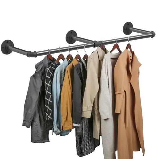 BOXED OEHLSCHLAEGER ADJUSTABLE WALL MOUNTED CLOTHES RACK - BLACK