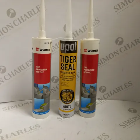 BOX OF APPROX 10 ITEMS TO INCLUDE UPOL ADHESIVE SEALANT AND WURTH FIRE PROTECTION ACRYLIC