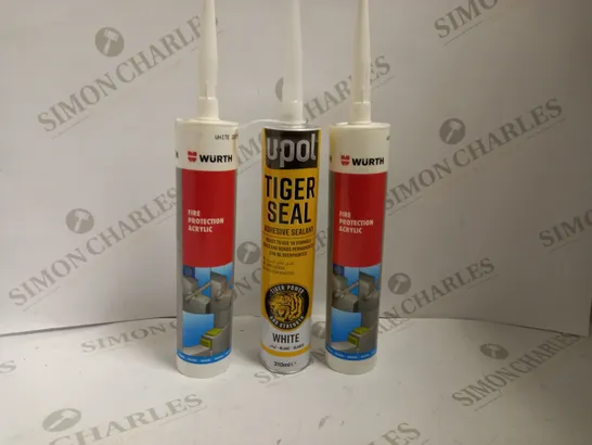 BOX OF APPROX 10 ITEMS TO INCLUDE UPOL ADHESIVE SEALANT AND WURTH FIRE PROTECTION ACRYLIC