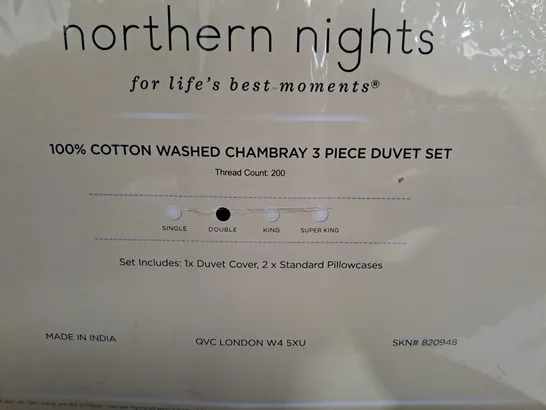 NORTHEN NIGHTS CHAMBRAY 3 PIECE DUVET SET  - DOUBLE 