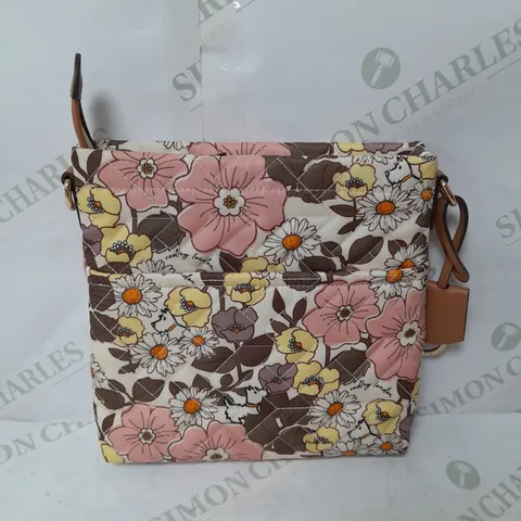 RADLEY LONDON QUILTED POUCH BAG IN IVORY FLORAL WITH GOLD DETAILS