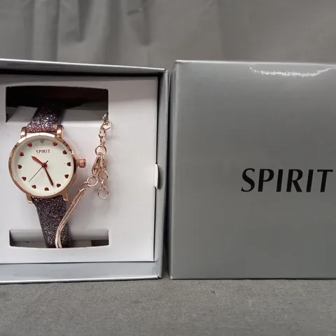 BOXED SPIRIT ROSE GOLD EFFECT WATCH W. MULTICOLOUR STRAP