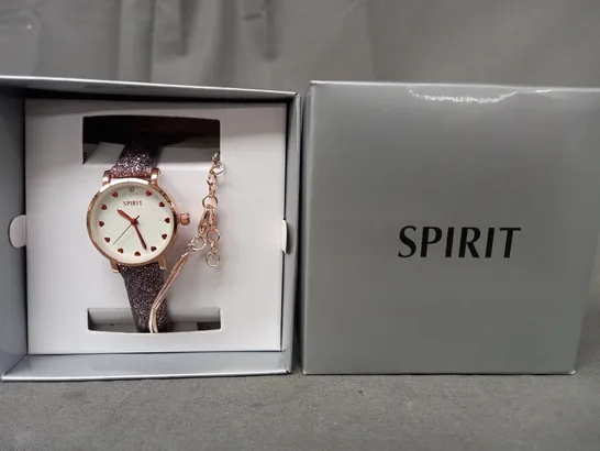 BOXED SPIRIT ROSE GOLD EFFECT WATCH W. MULTICOLOUR STRAP