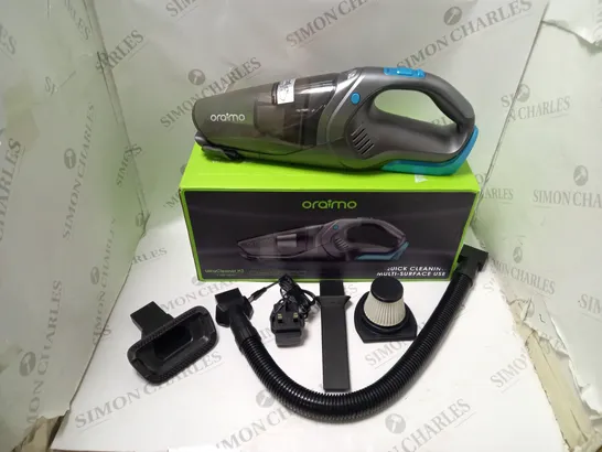 BOXED ORAIMO ULTRACLEANER H3 CORDLESS HANDHELD VACUUM WITH POWER SUPPLY AND ACCESSORIES