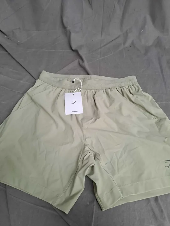 GYMSHARK STUDIO 6" SHORTS LIGHT SAGE GREEN SIZE SMALL