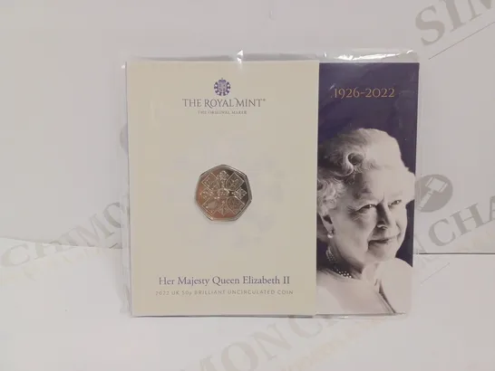 THE ROYAL MINT HER MAJESTY QUEEN ELIZABETH II UNCIRCULATED 50P COIN