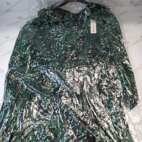 ROMAN FLORAL BUCKLED DRESS IN GREEN SIZE 16