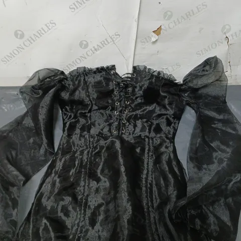 PRETTY LITTLE THING PETITE BLACK ORGANZA LACE UP PUFF DRESS - 8