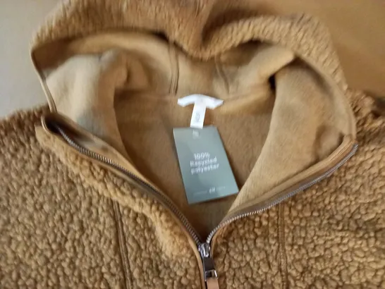 H&M TEDDY STYLE BROWN QUARTER ZIP HOODIE - EUR L