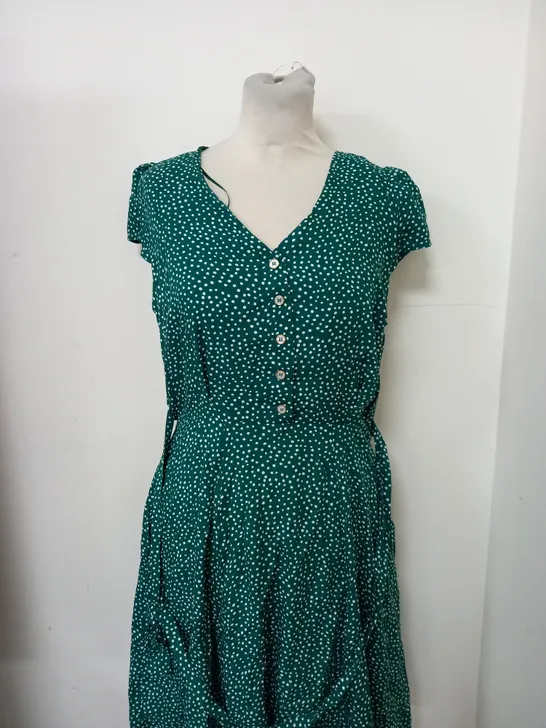 LOUCHE LONDON CATHLEEN DASH MINI DRESS IN GREEN SIZE 12 