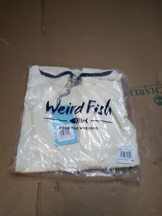 WEIRD FISH LIGHT CREAM OUTFITTER LONG SLEVE T-SHIRT - SIZE 10