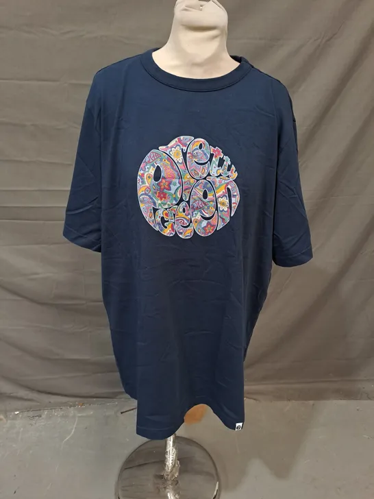 PRETTY GREEN MYSTIC PAISLEY LOGO TSHIRT IN NAVY SIZE XL