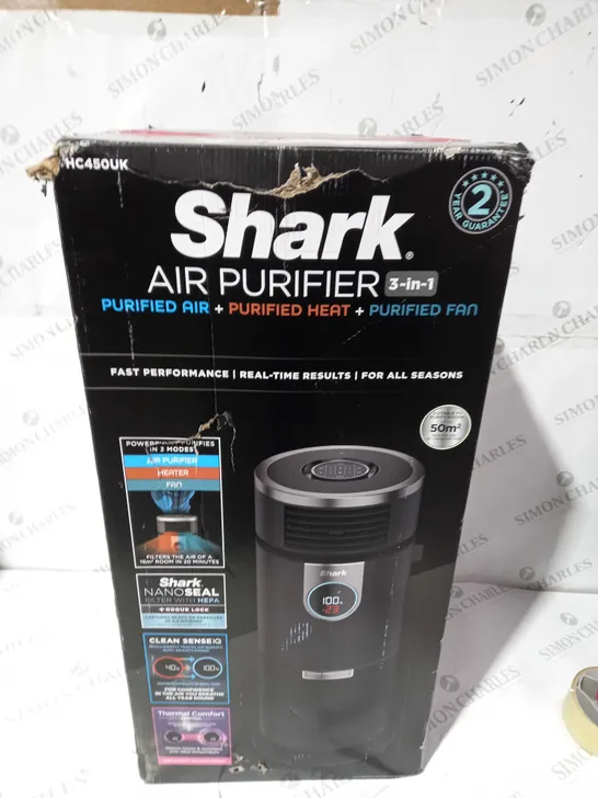 BOXED SHARK 3-IN-1 AIR PURIFIER, HEATER & FAN HC450