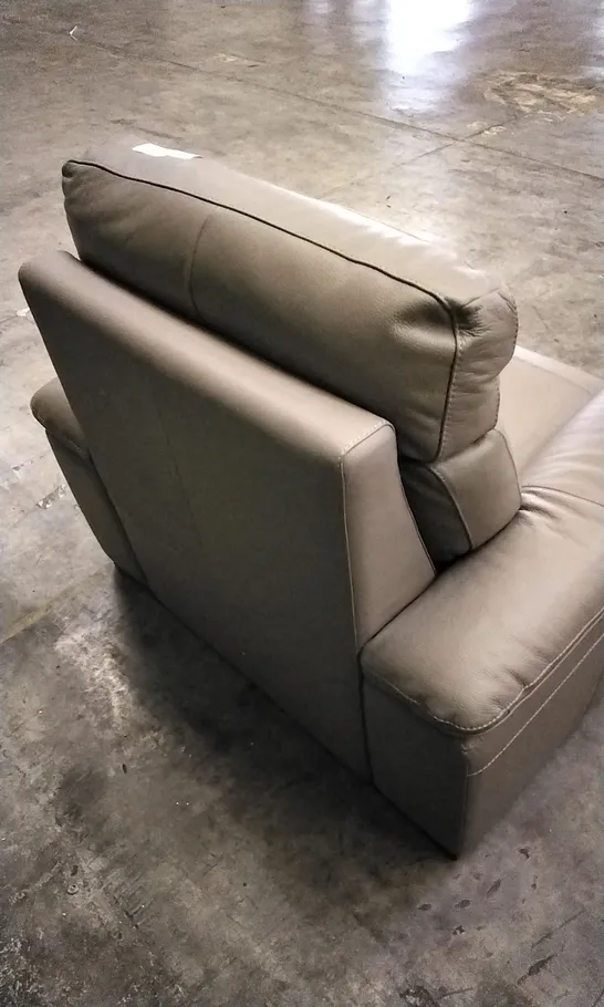 QUALITY ITALIAN DESIGNER TAUPE LEATHER POWER RECLINER ARMCHAIR