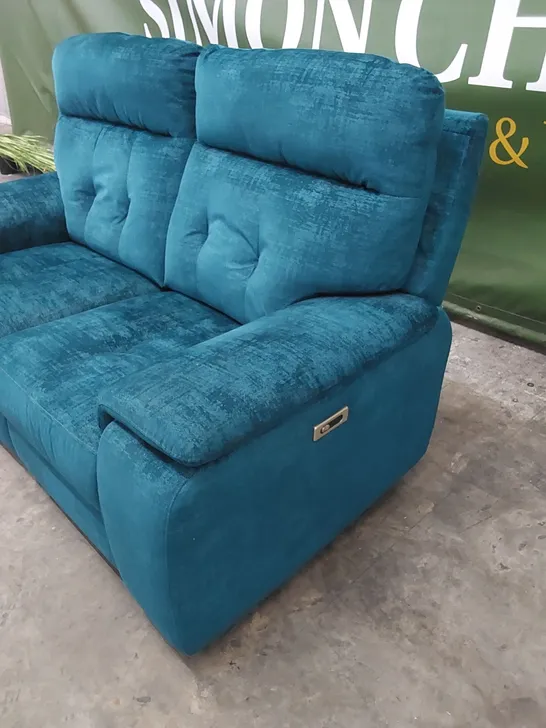 QUALITY DESIGNER ITALIAN MADE ERBA 2 SEATER ELECTRIC RECLINER LOVESEAT SOFA UPHOLSTERED IN CHAMELEON COLOUR FABRIC