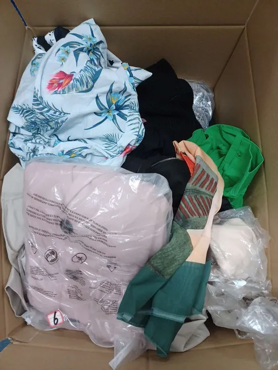 BOX OF APPROXIMATELY 22 ASSORTED CLOTHING ITEMS TO INCLUDE - TROUSERS , WAIST COAT , JACKET ETC