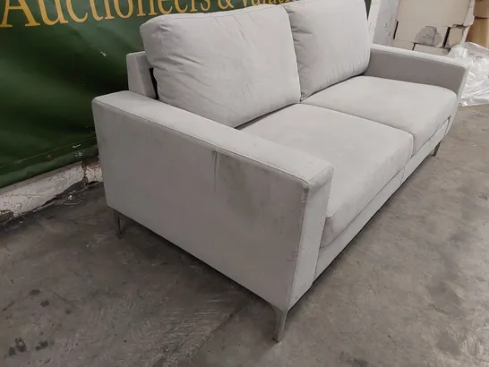 BALTIMORE DOVE GREY PLUSH FABRIC 3 SEATER SOFA