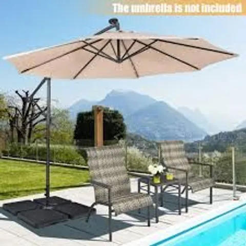 BOXED COSTWAY 4 PIECES 13L CANTILEVER OFFSET OUTDOOR PATIO UMBRELLA BASE WITH EASY-FILL SPOUTS