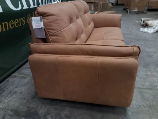 QUALITY ITALIAN DESIGNER BOLZANO 3 SEATER ELECTRIC RECLINER SOFA - TAN FAUX LEATHER