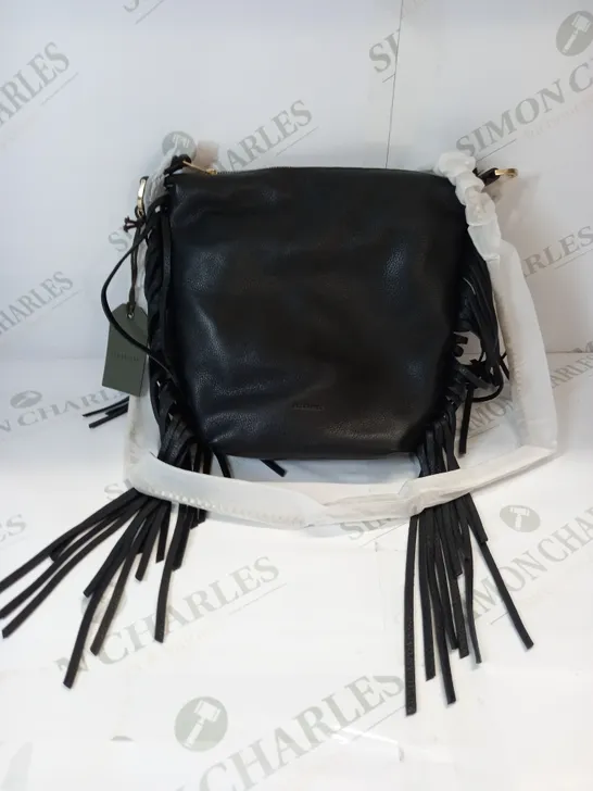 ALLSAINTS EVALINE FRINGE CROSS BODY BAG IN BLACK 