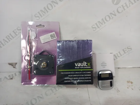 LOT OF APPROXIMATELY 15 ASSORTED HOUSEHOLD ITEMS TO INCLUDE PEDOMETER, VAULT RIGID TOPLOADERS, ETC