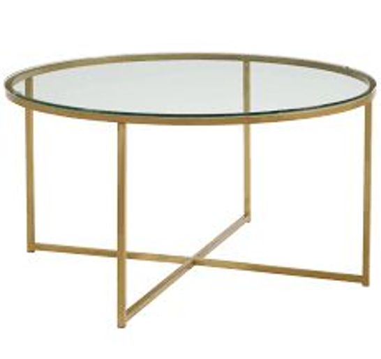 BOXED LEVERETTE COFFEE TABLE- GLASS/GOLD (1 BOX)