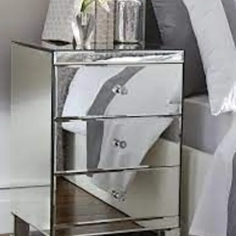 BOXED PARISIAN DRAWER MIRRORED BEDSIDE CABINET (1 BOX)