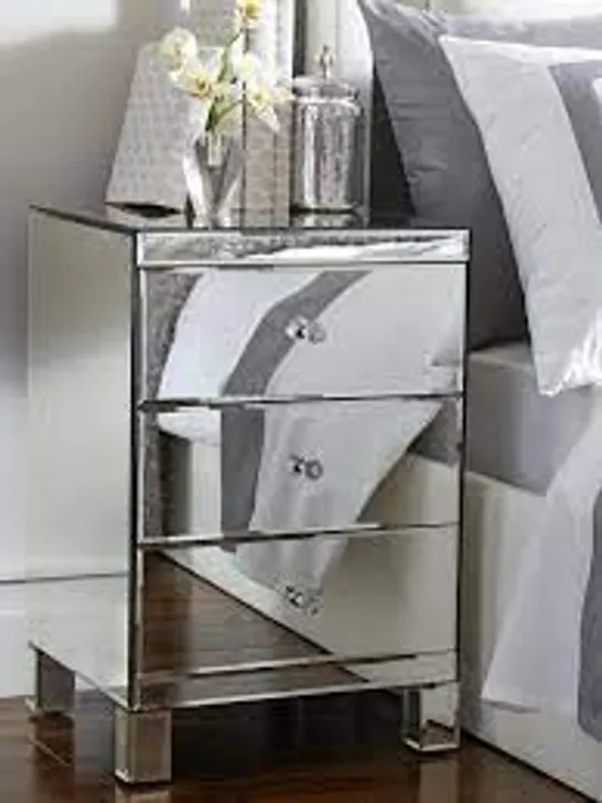 BOXED PARISIAN DRAWER MIRRORED BEDSIDE CABINET RRP £199