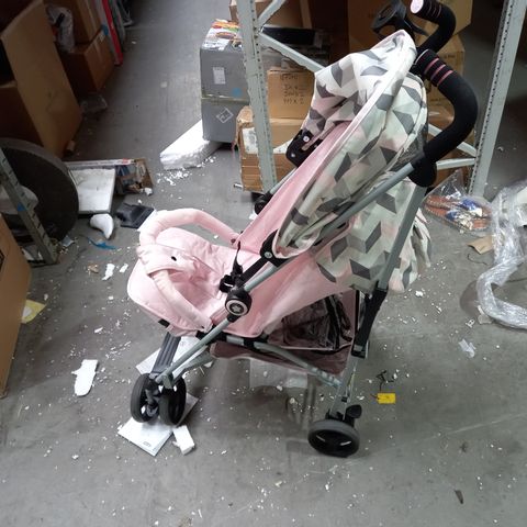 MY BABIIE MB02 STROLLER - PINK AND GREY CHEVRON