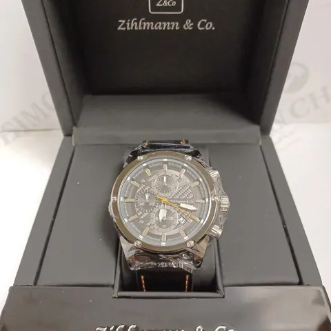 ZIHLMANN & CO CHRONOGRAPH STYLE LEATHER STRAP WATCH