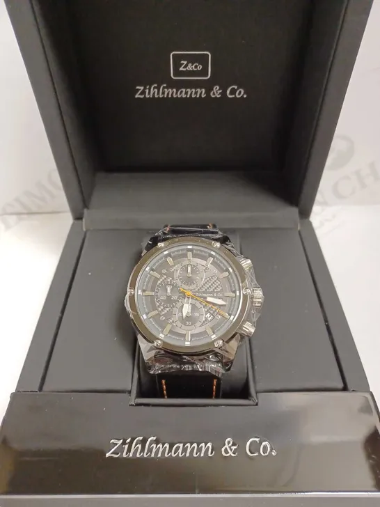 ZIHLMANN & CO CHRONOGRAPH STYLE LEATHER STRAP WATCH