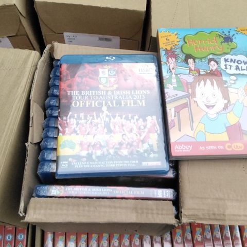 PALLET OF APPROXIMATELY 2700 NEW DVDS INCLUDING THE BRITISH & IRISH LIONS TOUR OF AUSTRALIA 2013, HORRID HENRY KNOWS IT ALL 