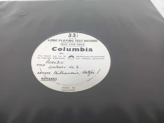 VERY RARE COLUMBIA TEST RECORD. NOT FOR RESALE. KLETZKI, BORODIN SYMPHONY.