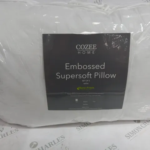 COZEE HOME EMBOSSED SUPERSOFT PILLOW SET OF 2 WITH MICRO-FRESH