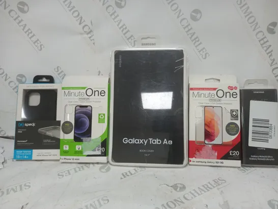 BOX OF APPROX 20 ASSORTED CASES TO INCLUDE - SAMSUNG GALAXY TAB A6 - SAMSUNG GALAXY NOTE 20 ULTRA 5G - IPHONE 12 MINI SCREEN PROTECTOR ECT