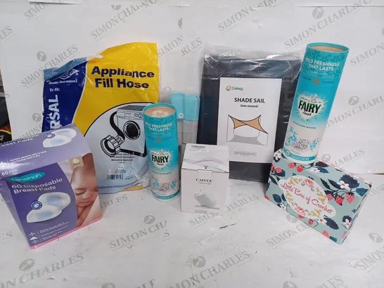 BOX TO CONTAIN APPROX. 18 X ASSORTED HOUSEHOLD PRODUCTS, INCLUDES BREAST PADS, KNITTING ITEMS, FABRIC PRODUCTS ETC 