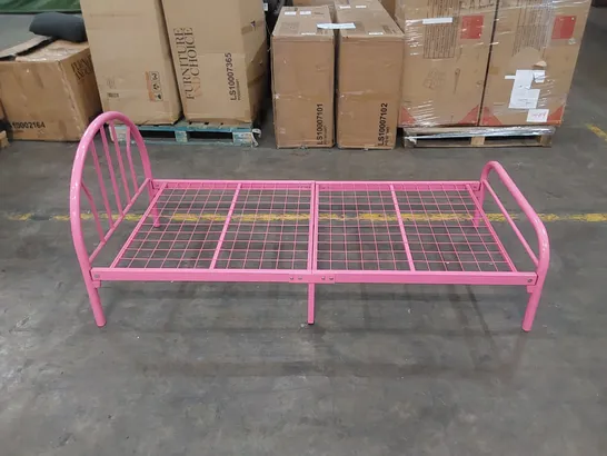 DESIGNER 3FT SINGLE METAL PINK BED FRAME  