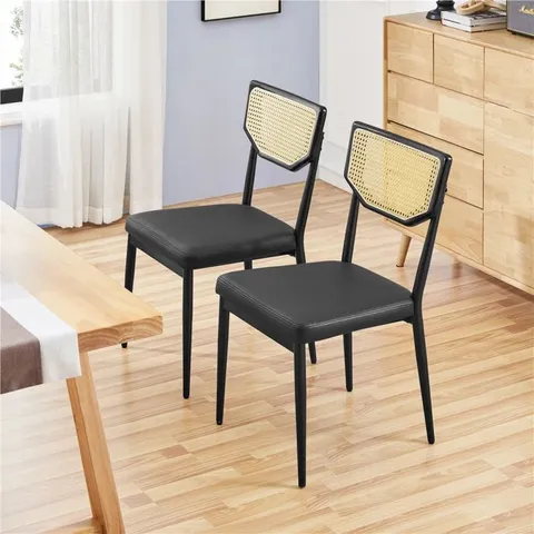 BOXED SET OF 2 AARUNYA UPHOLSTERED LOW BACK SIDE CHAIRS IN BLACK (1 BOX)