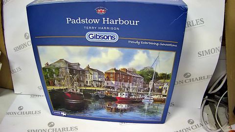 5 ASSORTED JIGSAWS TO INCLUDE;PADSTOW HARBOUR, PUPS IN SWEET PEAS, GARDEN BIRDS, TRAIN NOW STANDING AND THE BAKERS DELIVERY