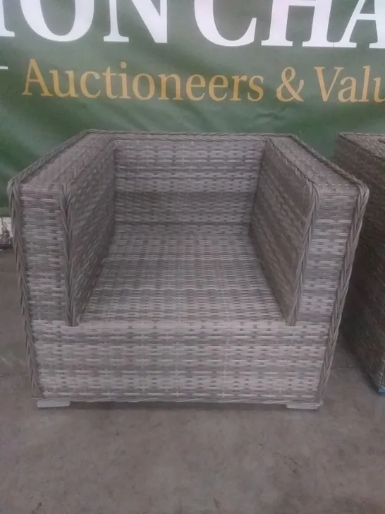 X2 RATTAN EFFECT GARDEN ARMCHAIRS GREY