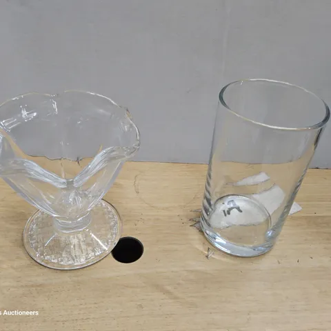 APPROXIMATELY 28 GLASS TUMBLES & 6 GLASS SUNDAE GLASSES