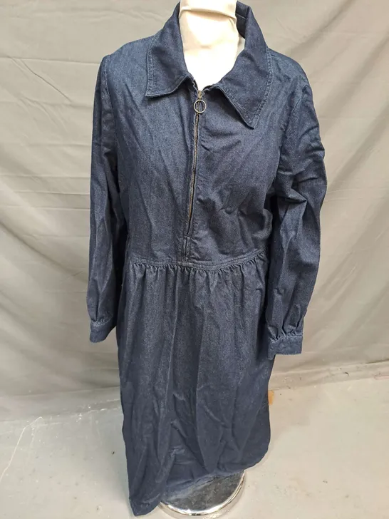 MONSOON ALANA DENIM ZIP DRESS IN INDIGO SIZE XL