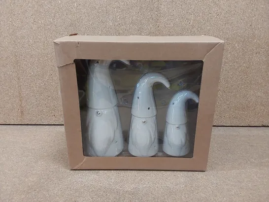 6 X BOXED SET OF 3 LIGHT UP CERAMIC GONKS 