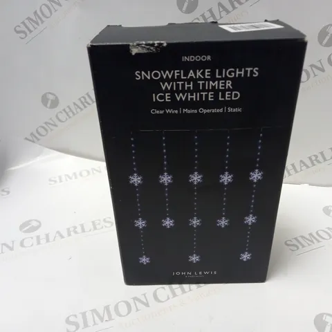 BOXED JOHN LEWIS INDOOR SNOWFLAKE LIGHTS WITH TIMER ICE WHIOTE LED