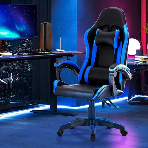 BOXED UNBRANDED GAMING CHAIR IN WHITE/BLUE - COLLECTION ONLY