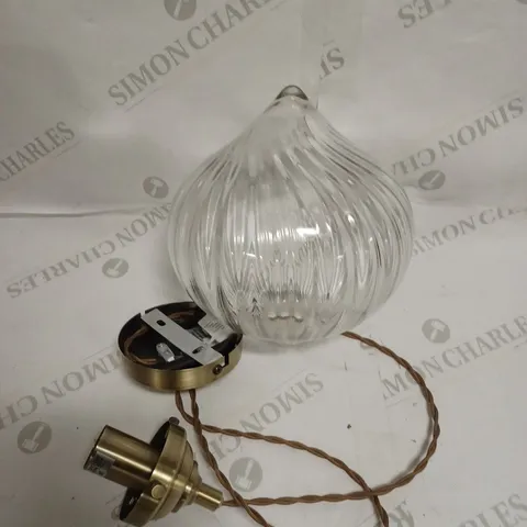 DAR LIGHT SINGLE PENDANT ANTIQUE BRASS GLASS 