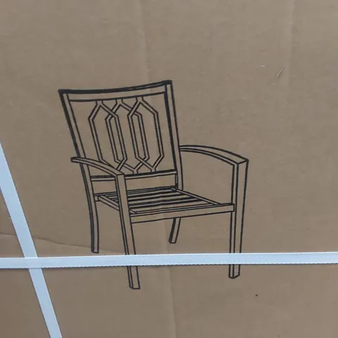 BOXED SET OF 4 BLACK METAL GARDEN CHAIRS WITH CUSHIONS (2 BOXES)