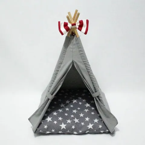 BOXED BINGOPAW TEEPEE DOG AND CAT BED WITH REMOVABLE CUSHION (1 BOX)