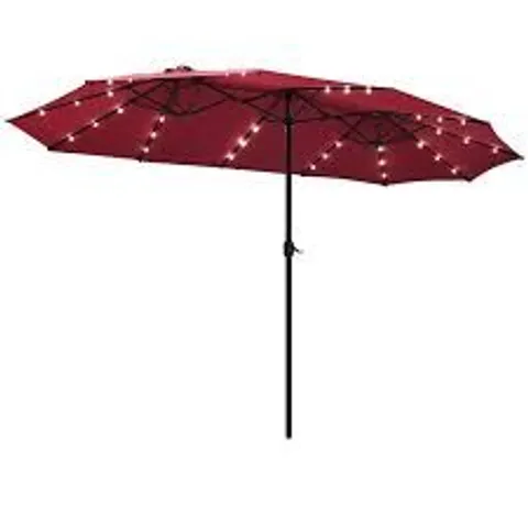 BOXED COSTWAY DOUBLE SIDED OUTDOOR MARKET UMBRELLA WITH HAND CRANK MECHANISM - WINE