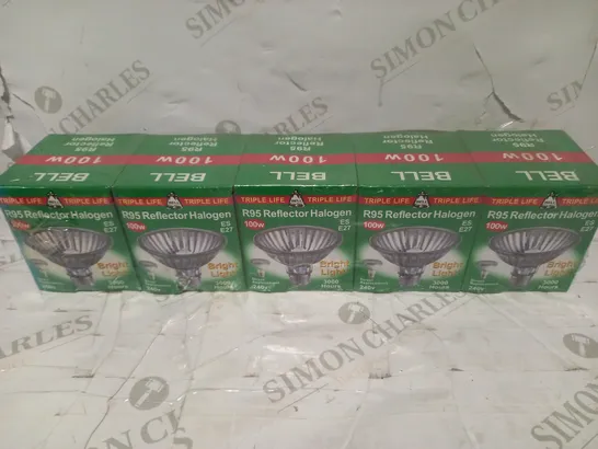 LOT TO CONTAIN 5 X BELL TRIPLE LIFE R95 REFLECTOR HALOGEN 100W ES-E27 240V BULBS 